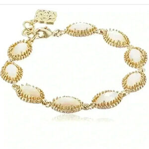 Kendra Scott Jana Gold plated Ivory Mother-Of-Pearl Link Bracelet Adjust. 7-7.5”